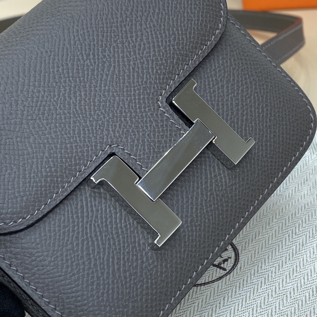 Hermes Constance Slim Wallet Belt Bag In Etain Epsom Leather